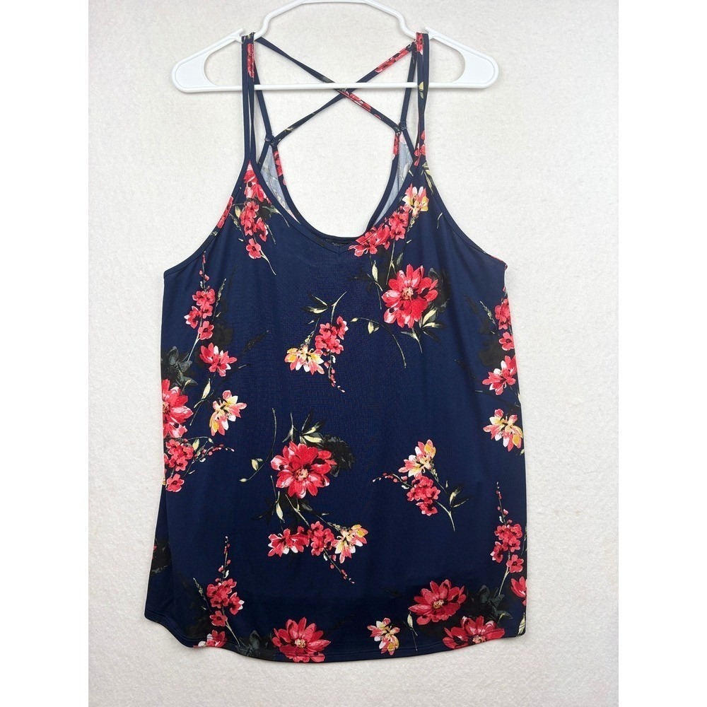 Papermoon Tank Top Womens 2X Strappy Crisscross Back Floral